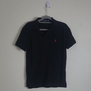 Polo Ralph Lauren Black Polo Shirt with Red Logo Size M